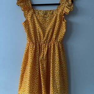 Yellow Polka Dot flowers Dress